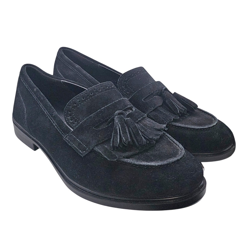 ECCO Black Suede Tassel Kiltie Loafers Womens EU 42 / US‎ 11-11.5